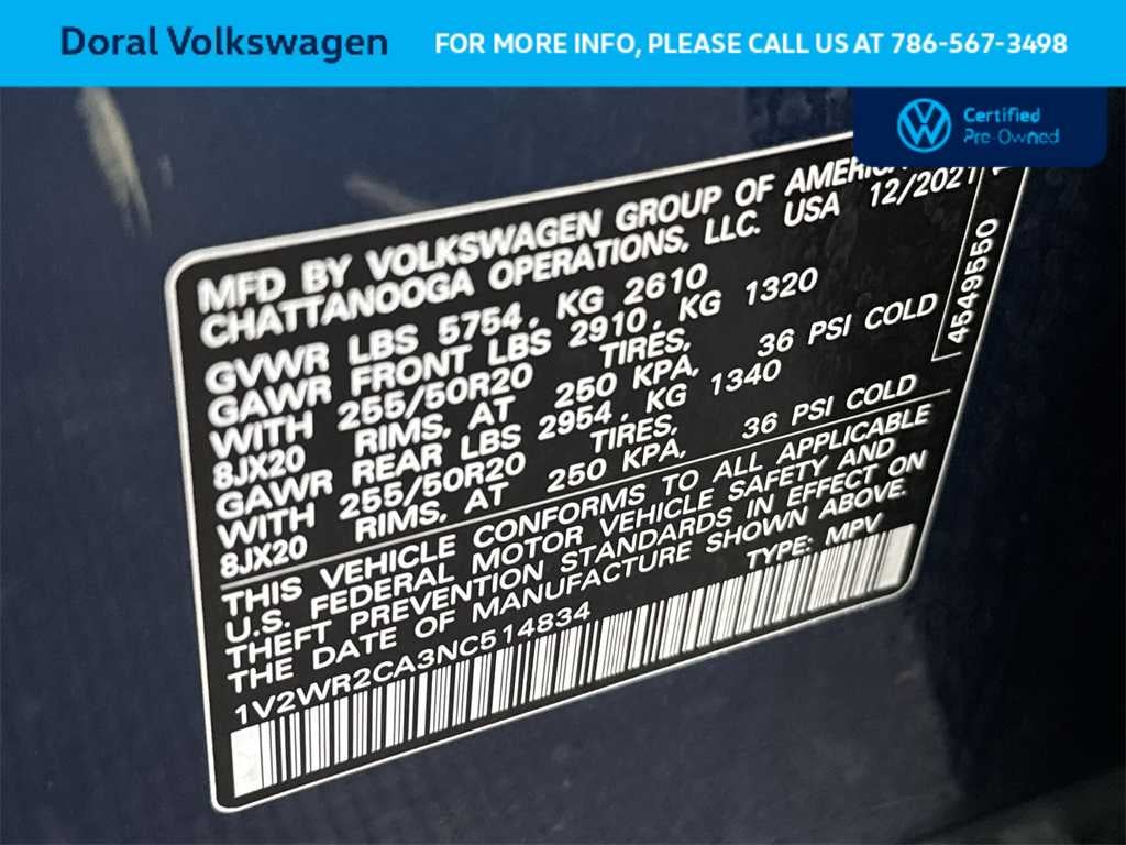 2022 Volkswagen Atlas 3.6L V6 SE w/Technology